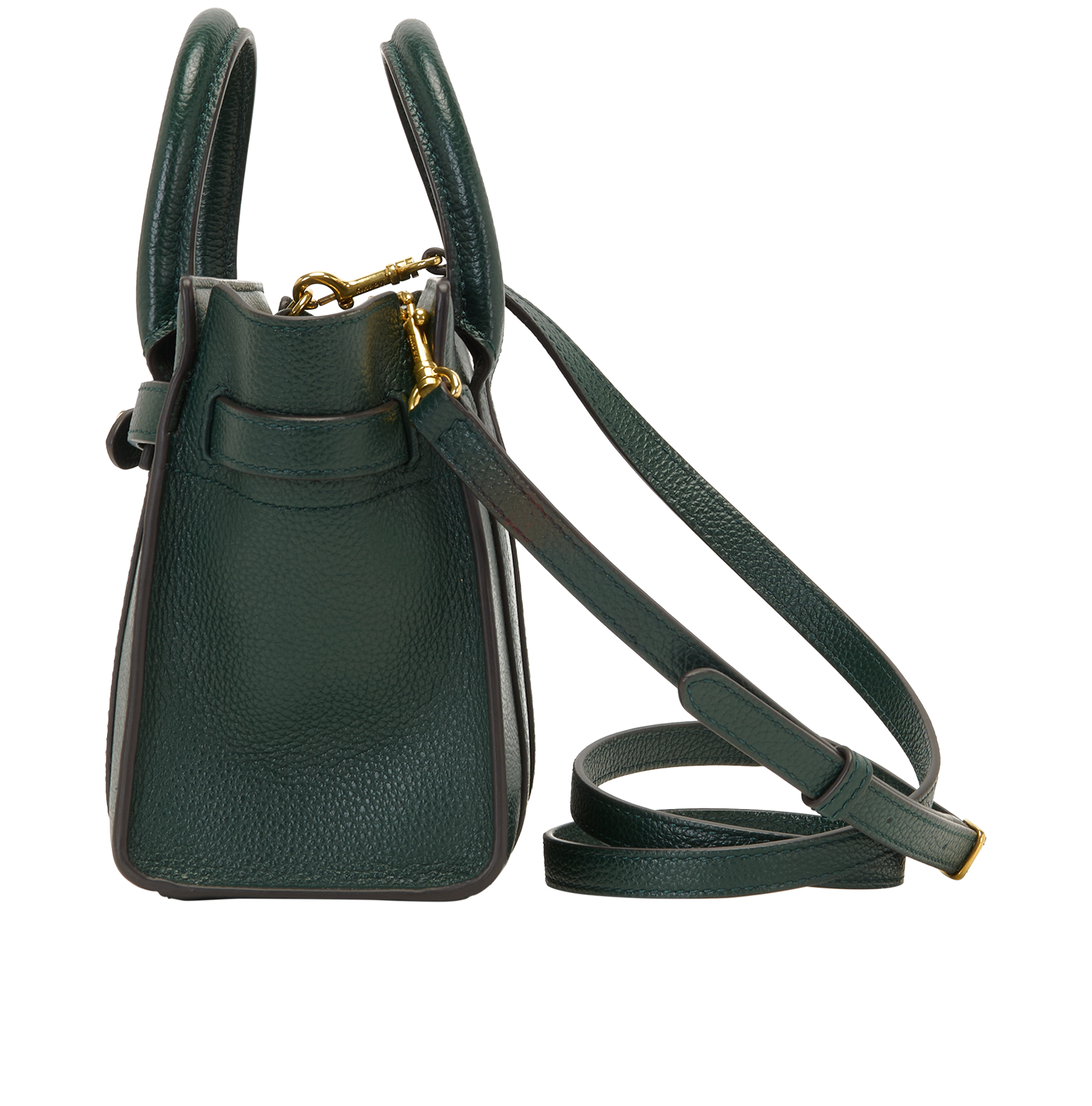 Micro Zip Bayswater, &pound;595, Handbags, Green, Leather, Bottom view